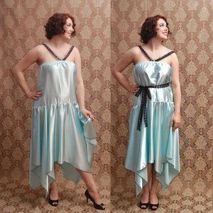 New Handmade Blue Flapper 1920s Inspired Dress
